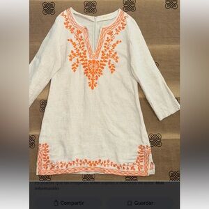 Michael Kors Cream Top with Orange Embroidery